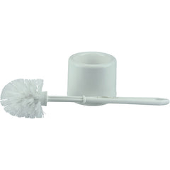 Toilet Bowl Brush Set, White Plastic Fill, Plastic Handle and Holder - Eagle Tool & Supply