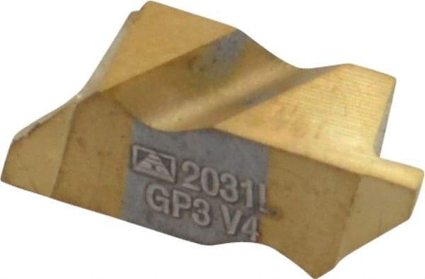 Tool-Flo - 2031FLG Grade GP3, 0.79mm Cutting Width Carbide Grooving Insert - 1.27mm Max Depth of Cut, Left Hand, 0.002 to 0.005" Corner Radius, TiN Finish - Eagle Tool & Supply