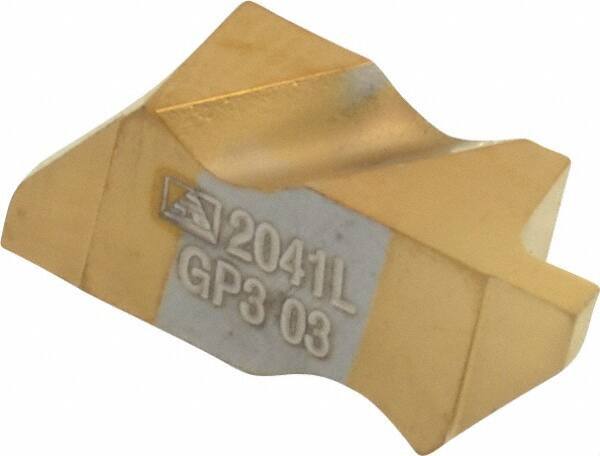 Tool-Flo - 2041FLG Grade GP3, 1.04mm Cutting Width Carbide Grooving Insert - 1.27mm Max Depth of Cut, Left Hand, 0.002 to 0.005" Corner Radius, TiN Finish - Eagle Tool & Supply