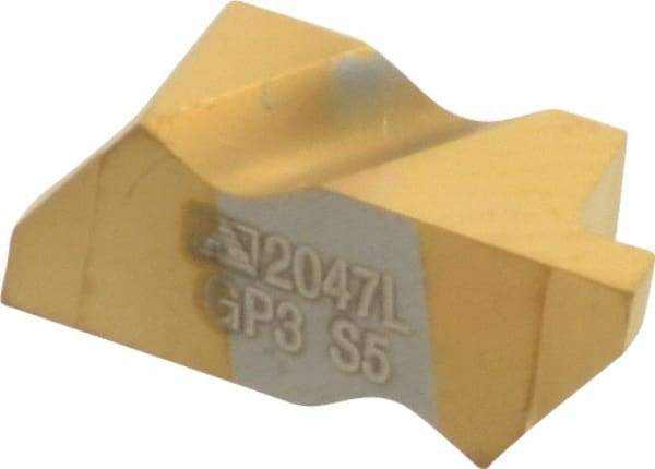 Tool-Flo - 2047FLG Grade GP3, 3/64" Cutting Width Carbide Grooving Insert - 1.27mm Max Depth of Cut, Left Hand, 0.002 to 0.005" Corner Radius, TiN Finish - Eagle Tool & Supply