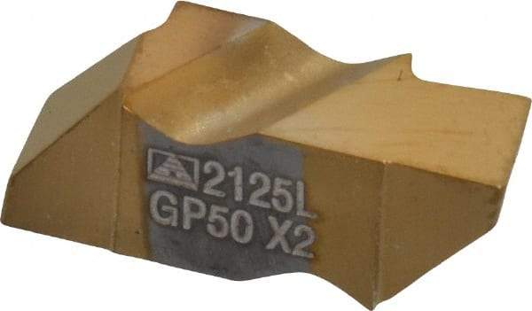 Tool-Flo - 2125FLG Grade GP50, 3.18mm Cutting Width Carbide Grooving Insert - 2.79mm Max Depth of Cut, Left Hand, 0.005 to 0.01" Corner Radius, TiN Finish - Eagle Tool & Supply