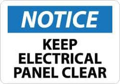 NMC - "Notice - Keep Electrical Panel Clear", 10" Long x 14" Wide, Pressure-Sensitive Vinyl Safety Sign - Rectangle, 0.004" Thick, Use for Security & Admittance - Eagle Tool & Supply