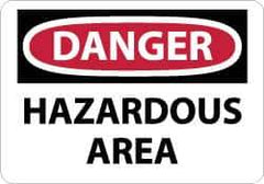 NMC - "Danger - Hazardous Area", 10" Long x 14" Wide, Rigid Plastic Safety Sign - Rectangle, 0.05" Thick, Use for Security & Admittance - Eagle Tool & Supply
