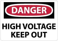 NMC - "Danger - High Voltage - Keep Out", 7" Long x 10" Wide, Pressure-Sensitive Vinyl Safety Sign - Rectangle, 0.004" Thick, Use for Accident Prevention - Eagle Tool & Supply