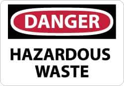 NMC - "Danger - Hazardous Waste", 7" Long x 10" Wide, Pressure-Sensitive Vinyl Safety Sign - Rectangle, 0.004" Thick, Use for Hazardous Materials - Eagle Tool & Supply