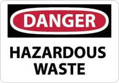 NMC - "Danger - Hazardous Waste", 7" Long x 10" Wide, Pressure-Sensitive Vinyl Safety Sign - Rectangle, 0.004" Thick, Use for Hazardous Materials - Eagle Tool & Supply