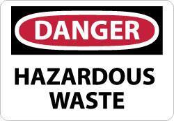 NMC - "Danger - Hazardous Waste", 7" Long x 10" Wide, Rigid Plastic Safety Sign - Rectangle, 0.05" Thick, Use for Hazardous Materials - Eagle Tool & Supply