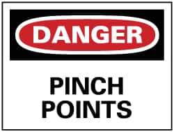 NMC - "Danger - Pinch Points", 7" Long x 10" Wide, Rigid Plastic Safety Sign - Rectangle, 0.05" Thick, Use for Accident Prevention - Eagle Tool & Supply
