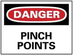NMC - "Danger - Pinch Points", 7" Long x 10" Wide, Rigid Plastic Safety Sign - Rectangle, 0.05" Thick, Use for Accident Prevention - Eagle Tool & Supply