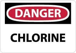 NMC - "Danger - Chlorine", 7" Long x 10" Wide, Rigid Plastic Safety Sign - Rectangle, 0.05" Thick, Use for Hazardous Materials - Eagle Tool & Supply