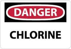 NMC - "Danger - Chlorine", 7" Long x 10" Wide, Pressure-Sensitive Vinyl Safety Sign - Rectangle, 0.004" Thick, Use for Hazardous Materials - Eagle Tool & Supply
