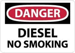 NMC - "Danger - Diesel - No Smoking", 10" Long x 14" Wide, Aluminum Safety Sign - Rectangle, 0.04" Thick, Use for Accident Prevention - Eagle Tool & Supply