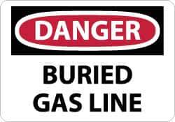 NMC - "Danger - Buried Gas Line", 10" Long x 14" Wide, Aluminum Safety Sign - Rectangle, 0.04" Thick, Use for Hazardous Materials - Eagle Tool & Supply
