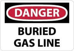NMC - "Danger - Buried Gas Line", 10" Long x 14" Wide, Aluminum Safety Sign - Rectangle, 0.04" Thick, Use for Hazardous Materials - Eagle Tool & Supply