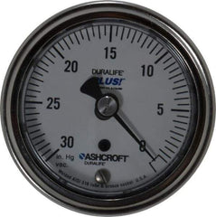 Ashcroft - 2-1/2" Dial, 1/4 Thread, 30-0 Scale Range, Pressure Gauge - Center Back Connection Mount, Accurate to 1% of Scale - Eagle Tool & Supply