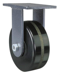 Hamilton - 6" Diam x 3" Wide x 8" OAH Top Plate Mount Rigid Caster - Forged Steel, 3,500 Lb Capacity, Roller Bearing, 5-1/4 x 7-1/4" Plate - Eagle Tool & Supply