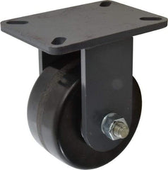 Hamilton - 6" Diam x 3" Wide x 8" OAH Top Plate Mount Rigid Caster - Phenolic, 2,000 Lb Capacity, Roller Bearing, 5-1/4 x 7-1/4" Plate - Eagle Tool & Supply