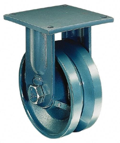 Hamilton - 6" Diam x 3" Wide x 10" OAH Top Plate Mount Rigid Caster - Forged Steel, 12,000 Lb Capacity, Tapered Bearing, 8-1/2 x 8-1/2" Plate - Eagle Tool & Supply