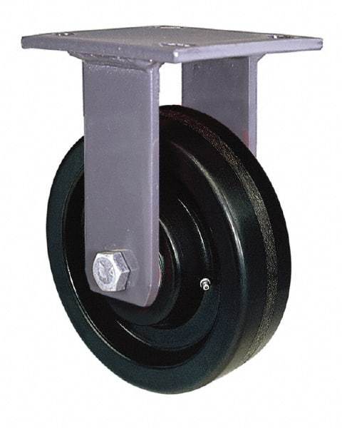Hamilton - 8" Diam x 2" Wide x 9-1/2" OAH Top Plate Mount Rigid Caster - Polyurethane, 1,500 Lb Capacity, Precision Sealed Bearing, 4 x 4-1/2" Plate - Eagle Tool & Supply