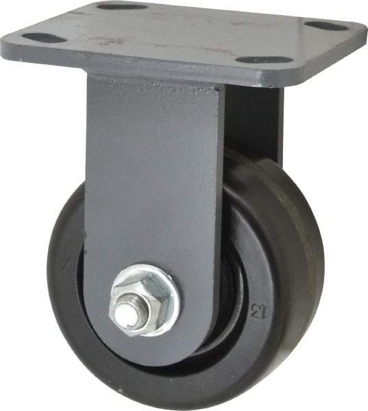 Hamilton - 4" Diam x 2" Wide x 5-5/8" OAH Top Plate Mount Rigid Caster - Phenolic, 800 Lb Capacity, Roller Bearing, 4 x 4-1/2" Plate - Eagle Tool & Supply