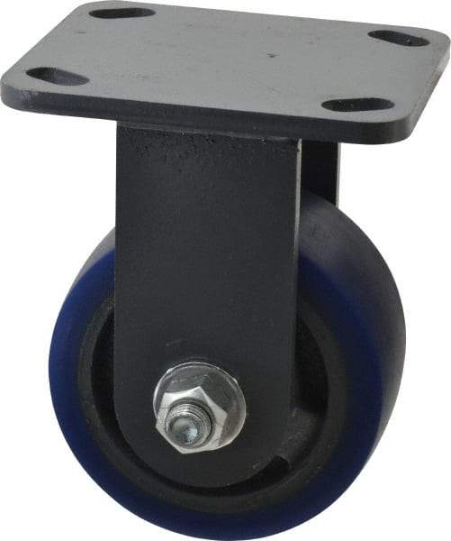Hamilton - 4" Diam x 2" Wide x 5-5/8" OAH Top Plate Mount Rigid Caster - Polyurethane, 600 Lb Capacity, Precision Sealed Bearing, 4 x 4-1/2" Plate - Eagle Tool & Supply