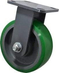 Hamilton - 6" Diam x 2" Wide x 7-1/2" OAH Top Plate Mount Rigid Caster - Polyurethane, 1,200 Lb Capacity, Precision Sealed Bearing, 4 x 4-1/2" Plate - Eagle Tool & Supply