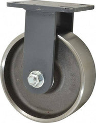 Hamilton - 6" Diam x 2" Wide x 7-1/2" OAH Top Plate Mount Rigid Caster - Forged Steel, 2,000 Lb Capacity, Roller Bearing, 4 x 4-1/2" Plate - Eagle Tool & Supply