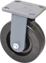 Hamilton - 6" Diam x 2" Wide x 7-1/2" OAH Top Plate Mount Rigid Caster - Phenolic, 1,200 Lb Capacity, Roller Bearing, 4 x 4-1/2" Plate - Eagle Tool & Supply