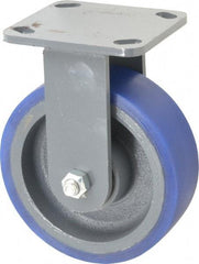 Hamilton - 6" Diam x 2" Wide x 7-1/2" OAH Top Plate Mount Rigid Caster - Polyurethane, 960 Lb Capacity, Precision Sealed Bearing, 4 x 4-1/2" Plate - Eagle Tool & Supply