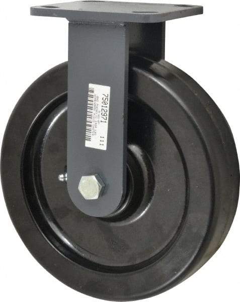 Hamilton - 8" Diam x 2" Wide x 9-1/2" OAH Top Plate Mount Rigid Caster - Phenolic, 1,400 Lb Capacity, Roller Bearing, 4 x 4-1/2" Plate - Eagle Tool & Supply