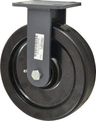 Hamilton - 8" Diam x 2" Wide x 9-1/2" OAH Top Plate Mount Rigid Caster - Phenolic, 1,400 Lb Capacity, Roller Bearing, 4 x 4-1/2" Plate - Eagle Tool & Supply