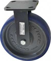 Hamilton - 8" Diam x 2" Wide x 9-1/2" OAH Top Plate Mount Rigid Caster - Polyurethane, 1,200 Lb Capacity, Precision Sealed Bearing, 4 x 4-1/2" Plate - Eagle Tool & Supply