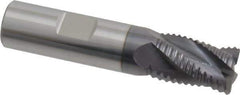 ProMax - 5/8" Diam, Coarse Pitch, 7/8" LOC, 4 Flute Solid Carbide 0.055-0.065" Corner Radius Roughing End Mill - AlTiN Finish, 3" OAL, 5/8" Shank Diam, Single End, Centercutting, 30° Helix - Eagle Tool & Supply