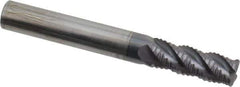 ProMax - 5/16" Diam, Fine Pitch, 3/4" LOC, 4 Flute Solid Carbide 0.04-0.05" Corner Radius Roughing End Mill - AlTiN Finish, 2-1/2" OAL, 5/16" Shank Diam, Single End, Centercutting, 40° Helix - Eagle Tool & Supply