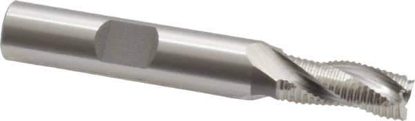 OSG - 5/16" Diam, Fine Pitch, 3/4" LOC, 3 Flute Cobalt Roughing Square End Mill - Uncoated, 2-1/2" OAL, 3/8" Shank Diam, Single End, 30° Helix - Eagle Tool & Supply