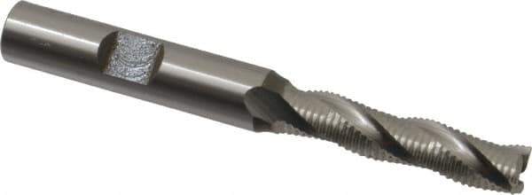 OSG - 5/16" Diam, Fine Pitch, 1-3/8" LOC, 3 Flute Cobalt Roughing Square End Mill - Uncoated, 3-1/8" OAL, 3/8" Shank Diam, Single End, 30° Helix - Eagle Tool & Supply