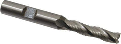 OSG - 5/16" Diam, Fine Pitch, 1-3/8" LOC, 3 Flute Cobalt Roughing Square End Mill - Uncoated, 3-1/8" OAL, 3/8" Shank Diam, Single End, 30° Helix - Eagle Tool & Supply