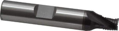 OSG - 1/4" Diam, Fine Pitch, 1/4" LOC, 3 Flute Cobalt Roughing Square End Mill - TiAlN Finish, 2-1/16" OAL, 3/8" Shank Diam, Single End, Centercutting, 30° Helix - Eagle Tool & Supply
