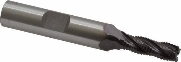 OSG - 1/4" Diam, Fine Pitch, 3/4" LOC, 4 Flute Cobalt Roughing Square End Mill - TiAlN Finish, 2-1/2" OAL, 3/8" Shank Diam, Single End, 30° Helix - Eagle Tool & Supply