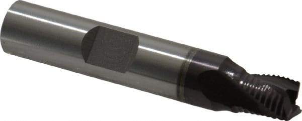 OSG - 5/16" Diam, Fine Pitch, 5/16" LOC, 3 Flute Cobalt Roughing Square End Mill - TiAlN Finish, 2-1/16" OAL, 3/8" Shank Diam, Single End, Centercutting, 30° Helix - Eagle Tool & Supply