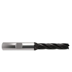 OSG - 5/16" Diam, Fine Pitch, 1-3/8" LOC, 4 Flute Cobalt Roughing Square End Mill - TiAlN Finish, 3-1/8" OAL, 3/8" Shank Diam, Single End, 30° Helix - Eagle Tool & Supply