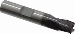 OSG - 3/8" Diam, Fine Pitch, 3/8" LOC, 3 Flute Cobalt Roughing Square End Mill - TiAlN Finish, 2-5/32" OAL, 3/8" Shank Diam, Single End, Centercutting, 30° Helix - Eagle Tool & Supply