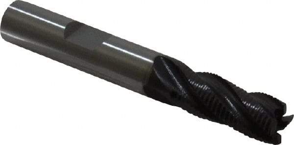 OSG - 3/8" Diam, Fine Pitch, 7/8" LOC, 4 Flute Cobalt Roughing Square End Mill - TiAlN Finish, 2-5/8" OAL, 3/8" Shank Diam, Single End, 30° Helix - Eagle Tool & Supply