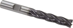 OSG - 3/8" Diam, Fine Pitch, 1-1/2" LOC, 4 Flute Cobalt Roughing Square End Mill - TiAlN Finish, 3-1/4" OAL, 3/8" Shank Diam, Single End, 30° Helix - Eagle Tool & Supply