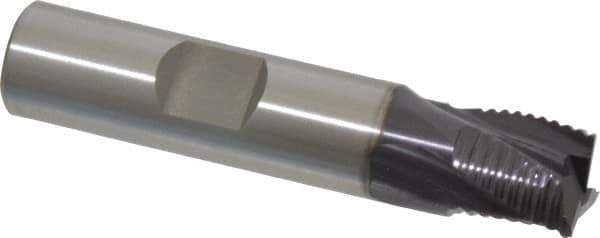 OSG - 1/2" Diam, Fine Pitch, 1/2" LOC, 3 Flute Cobalt Roughing Square End Mill - TiAlN Finish, 2-1/2" OAL, 1/2" Shank Diam, Single End, Centercutting, 30° Helix - Eagle Tool & Supply