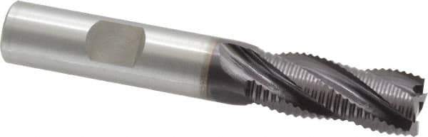 OSG - 1/2" Diam, Fine Pitch, 1-1/4" LOC, 4 Flute Cobalt Roughing Square End Mill - TiAlN Finish, 3-1/4" OAL, 1/2" Shank Diam, Single End, 30° Helix - Eagle Tool & Supply