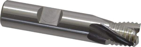 OSG - 1/2" Diam, Coarse Pitch, 1/2" LOC, 3 Flute Cobalt Roughing Square End Mill - Uncoated, 2-1/2" OAL, 1/2" Shank Diam, Single End, Centercutting, 25° Helix - Eagle Tool & Supply