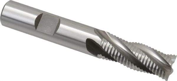 OSG - 1/2" Diam, Fine Pitch, 1-1/4" LOC, 4 Flute Cobalt Roughing Square End Mill - Uncoated, 3-1/4" OAL, 1/2" Shank Diam, Single End, Centercutting, 30° Helix - Eagle Tool & Supply