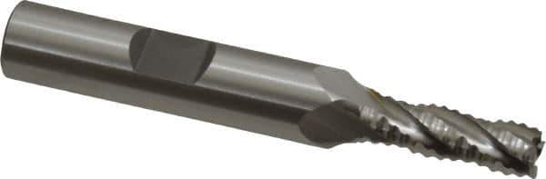 OSG - 1/4" Diam, Coarse Pitch, 3/4" LOC, 4 Flute Cobalt Roughing Square End Mill - Uncoated, 2-1/2" OAL, 3/8" Shank Diam, Single End, 30° Helix - Eagle Tool & Supply