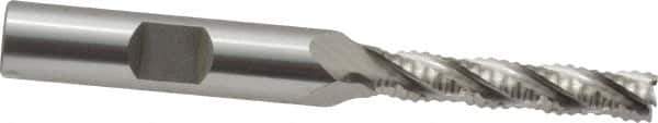 OSG - 1/4" Diam, Coarse Pitch, 1-1/4" LOC, 4 Flute Cobalt Roughing Square End Mill - Uncoated, 3-1/16" OAL, 3/8" Shank Diam, Single End, 30° Helix - Eagle Tool & Supply